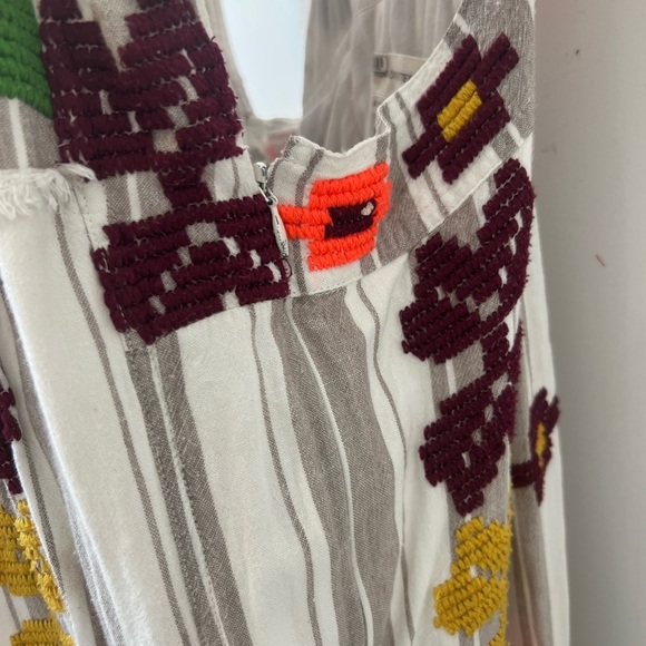 Urban Outfitters Multicolor Embroidered lined Maxi sundress size L side zip - Picture 5 of 12